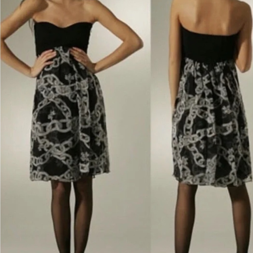 Diane Von Furstenberg DVF strapless silk chain link corset dress sz. 2